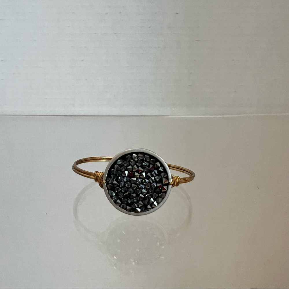 Luca & Danni Black Swarovski Crystal wire wrap bangle Hook And Loop Closure